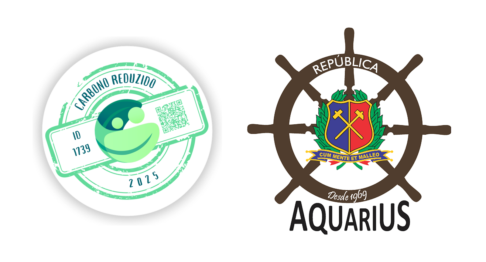 Logo da República Aquarius com o selo Carbono Reduzido CO2 de 2025
