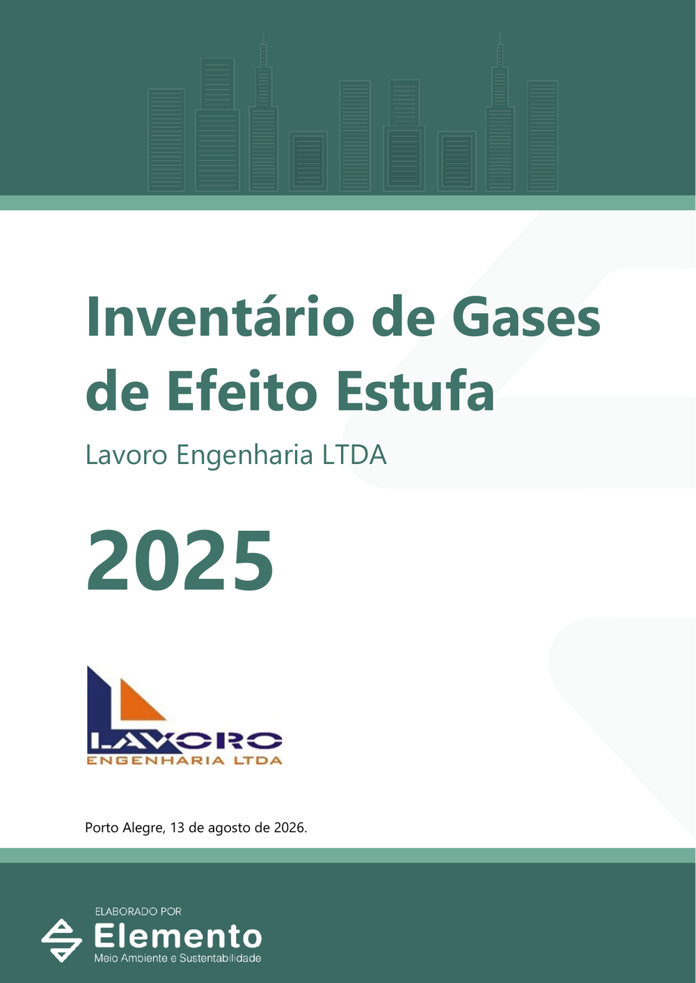 Capa do inventário de GEE da Lavoro Engenharia (2025)