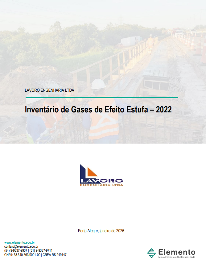 Capa do inventário de GEE da Lavoro Engenharia (2022)