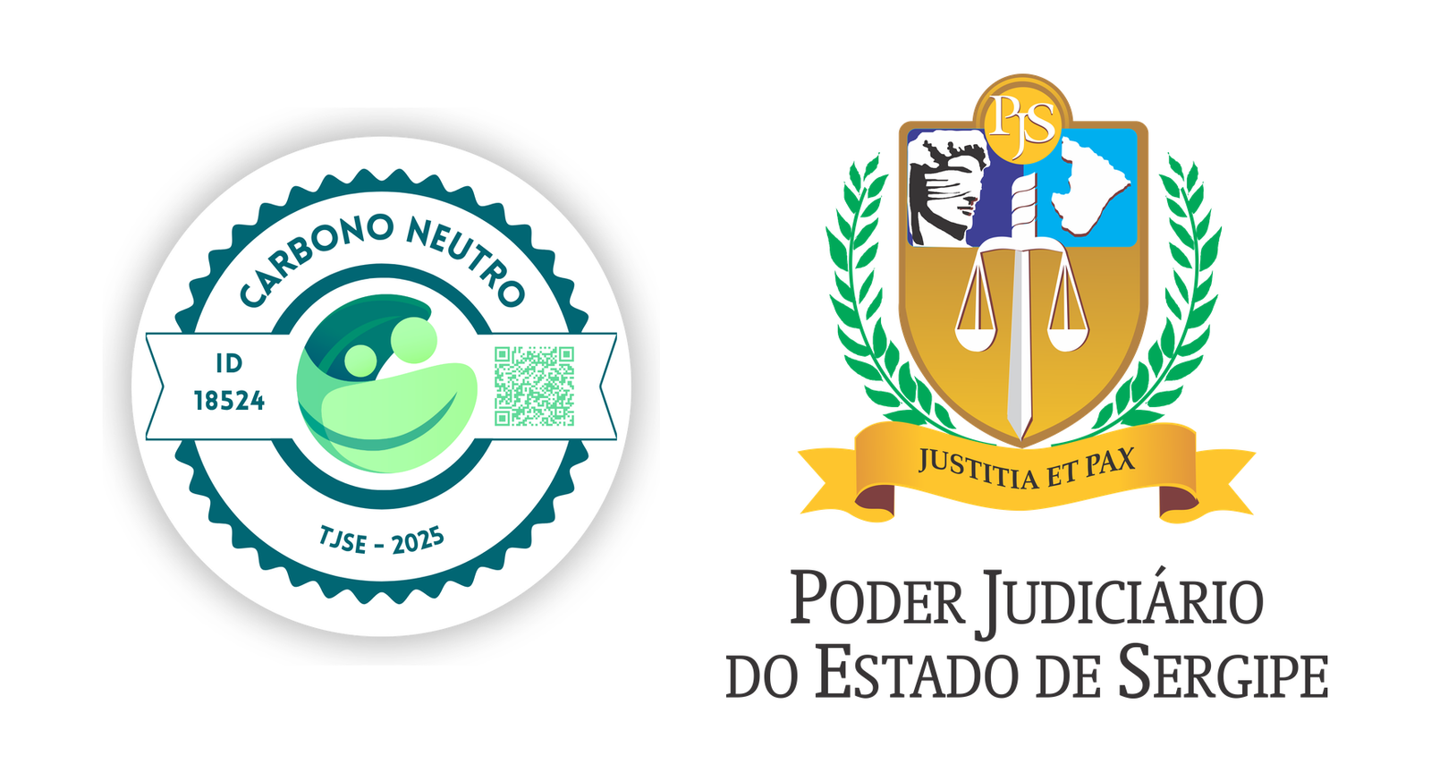 Logo da TJSE com o selo Carbono Neutro CO2 de 2025