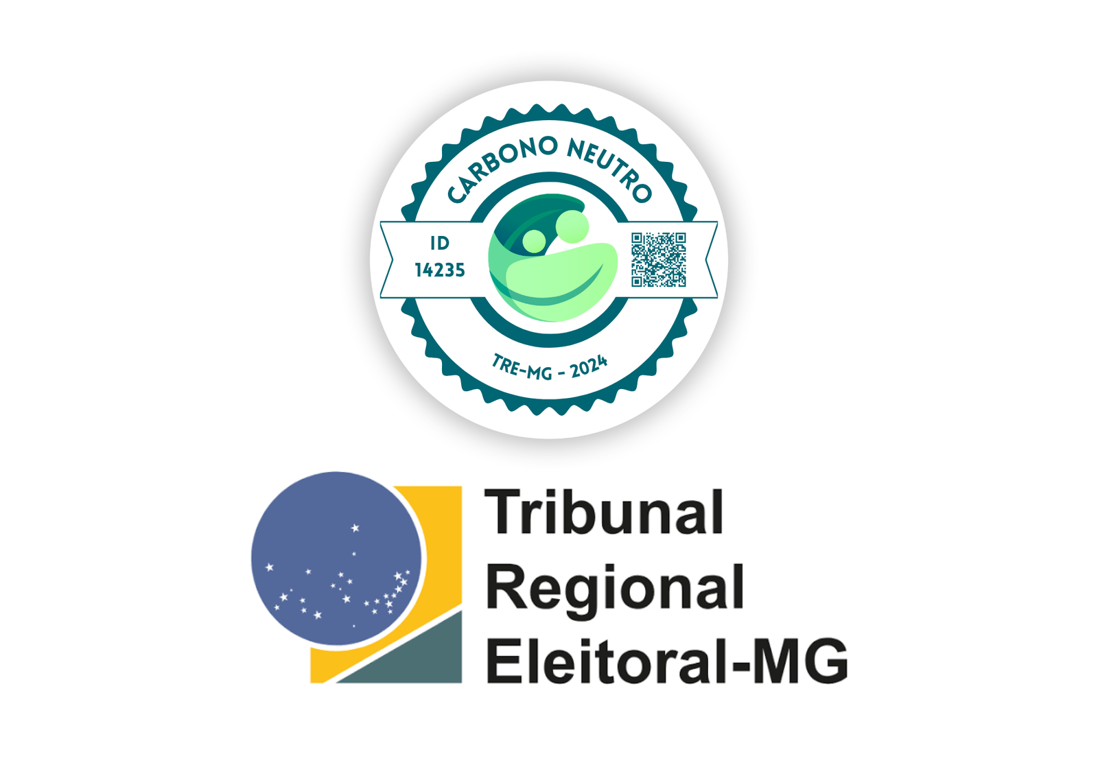Logo da TRE-MG com o selo Carbono Neutro CO2 de 2024