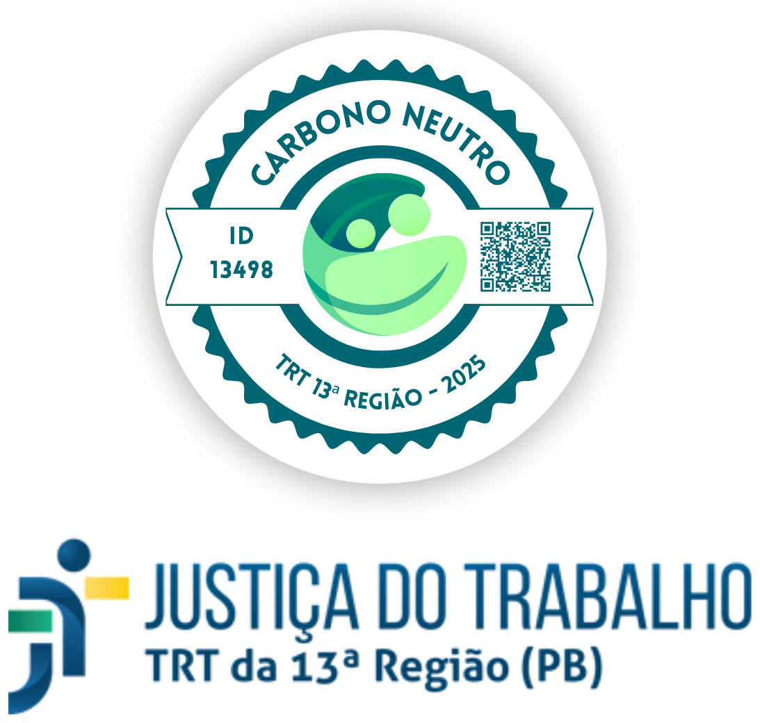 Logo da TRT13 com o selo Carbono Neutro CO2 de 2025